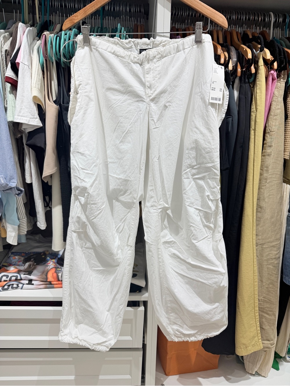 Ivory White Lightweight Parachute Pants XS – NWT